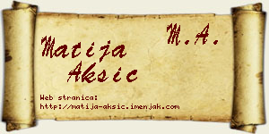 Matija Aksić vizit kartica